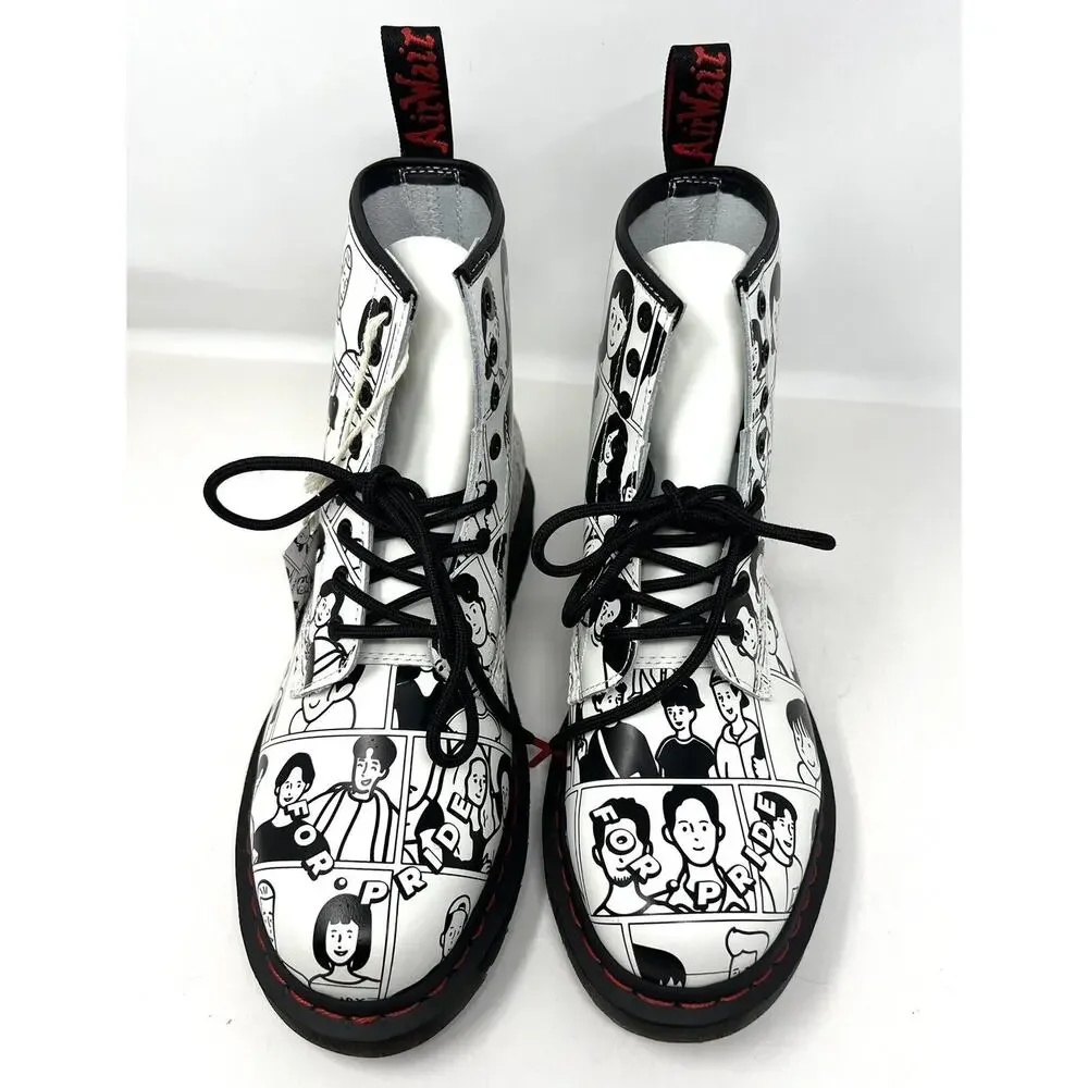 Doc DR. MARTENS 1460 For Pride Fuyuki Kanai Leather Boot Sz Mens 9 / Womens 10 - Picture 4 of 16